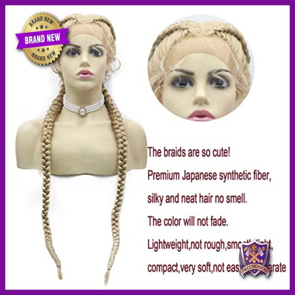 32-Inch Full Lace Front Box Braid Wig with Baby Hair, Heat Resistant main image 5